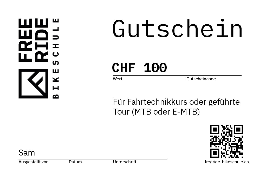 Gutschein Freeride Bikeschule