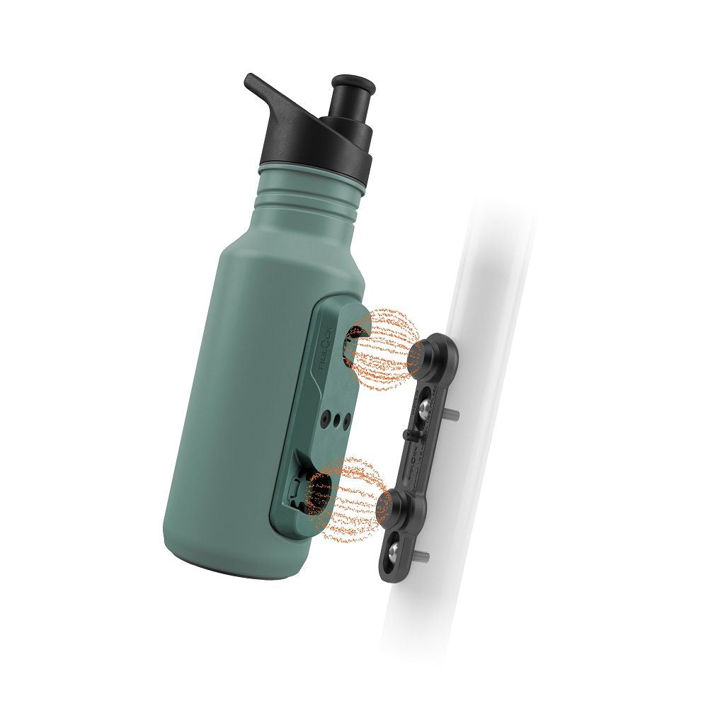 Fidlock TWIST Trinkflasche 400 ml Edelstahl – Set (mit Bottle Connector, mit Bike Base). Pine
