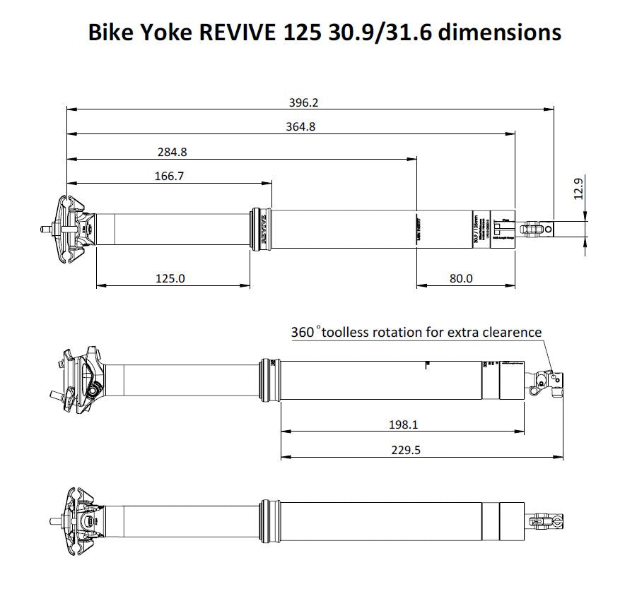 BikeYoke REVIVE Vario-Sattelstütze, 80 mm ohne Hebel 27.2 mm