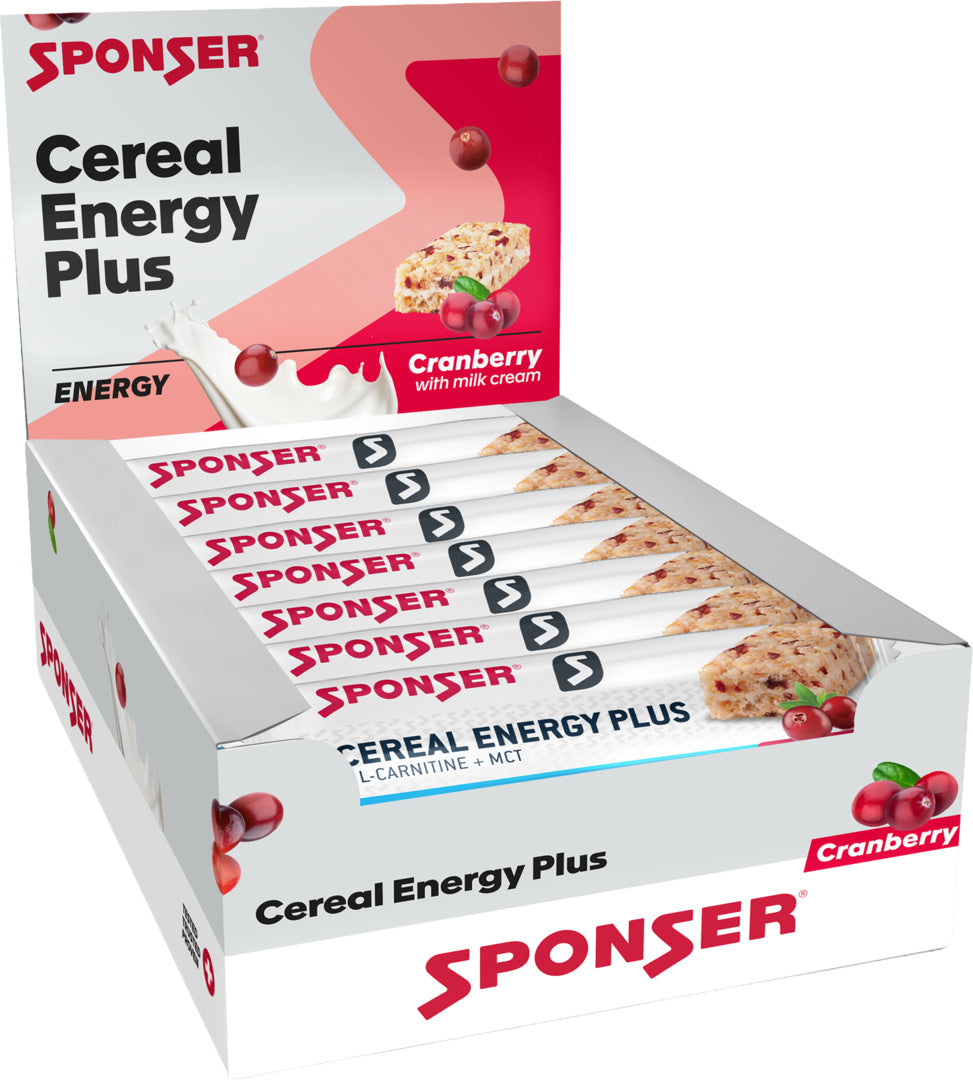 Sponser Cereal Energy Plus Bar, CRANBERRY Display (15 x 40 g