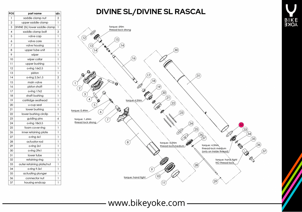 BikeYoke Retaining Ring. DIVINE SL/DIVINE SL Rascal
