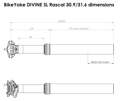 BikeYoke DIVINE SL Rascal Dropper Post, 31.6 mmohne Hebel