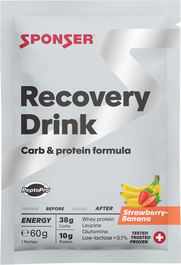 Sponser Recovery Drink, STRAWBERRY-BANANA Display (20 x 60 g