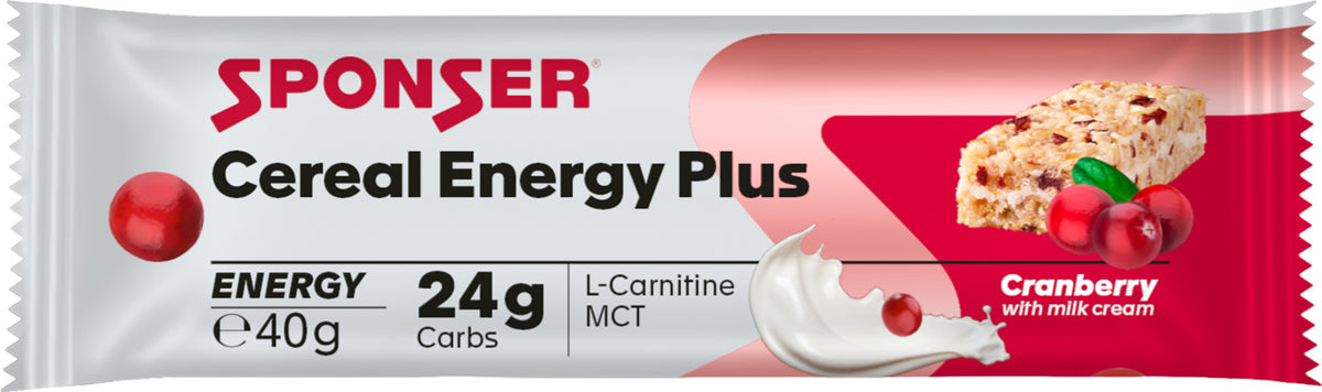 Sponser Cereal Energy Plus Bar, CRANBERRY Display (15 x 40 g